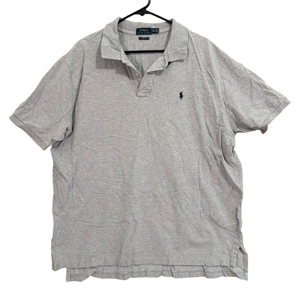 Polo Ralph Lauren Mens Shirt Gray Polo Navy Pony Short Sleeve Classic Fit XXL